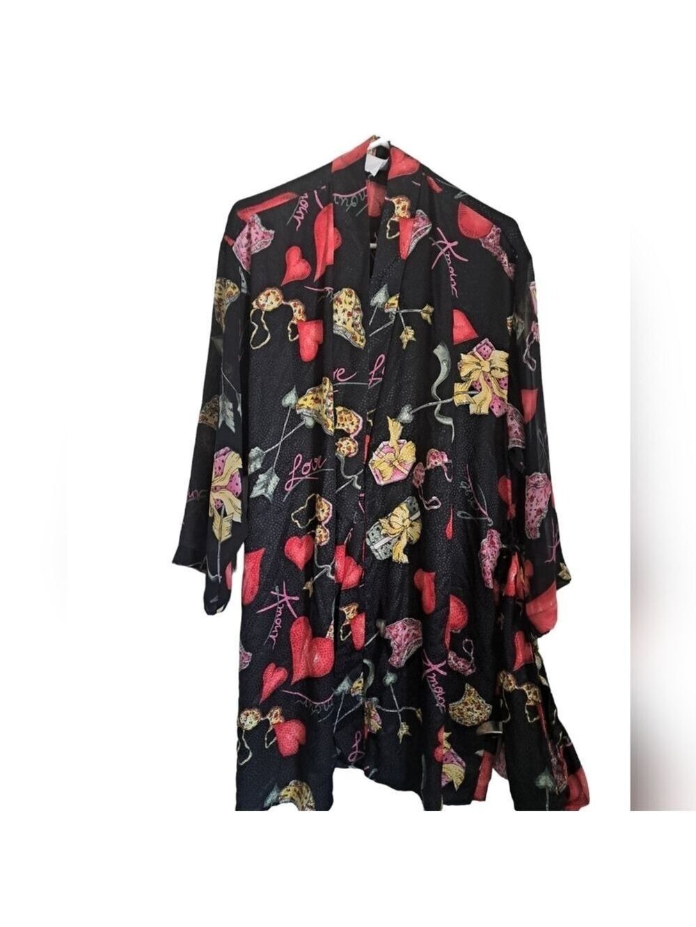 NATORI graphic hearts LOVE L'AMOUR Valentine's bridal short Robe Cupids Arrow SM